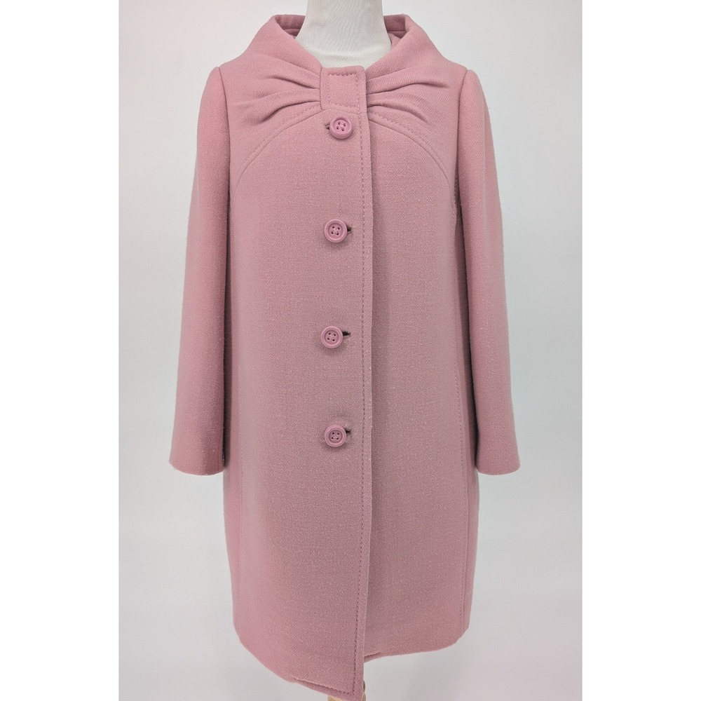 Kate Spade Etta Walking Coat Wool Blend Bow Collar Pink 8 Coquette Preppy Mod - Picture 4 of 14